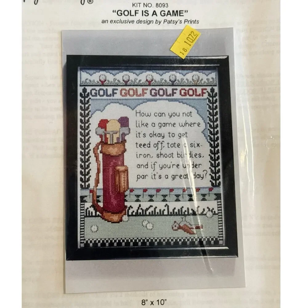 Happy Things Cross Stitch Kit • “Golf Is a Game” • 1998 • Sealed